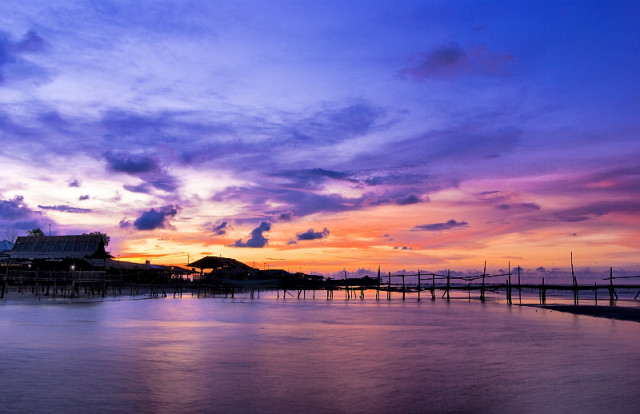 fisherman's village in silhoutte