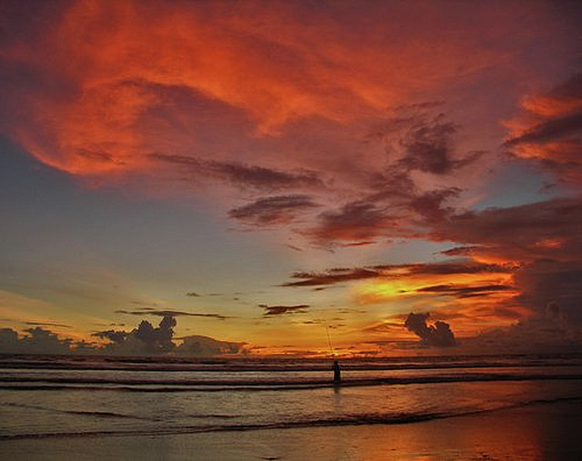The fishermen and the sunset red